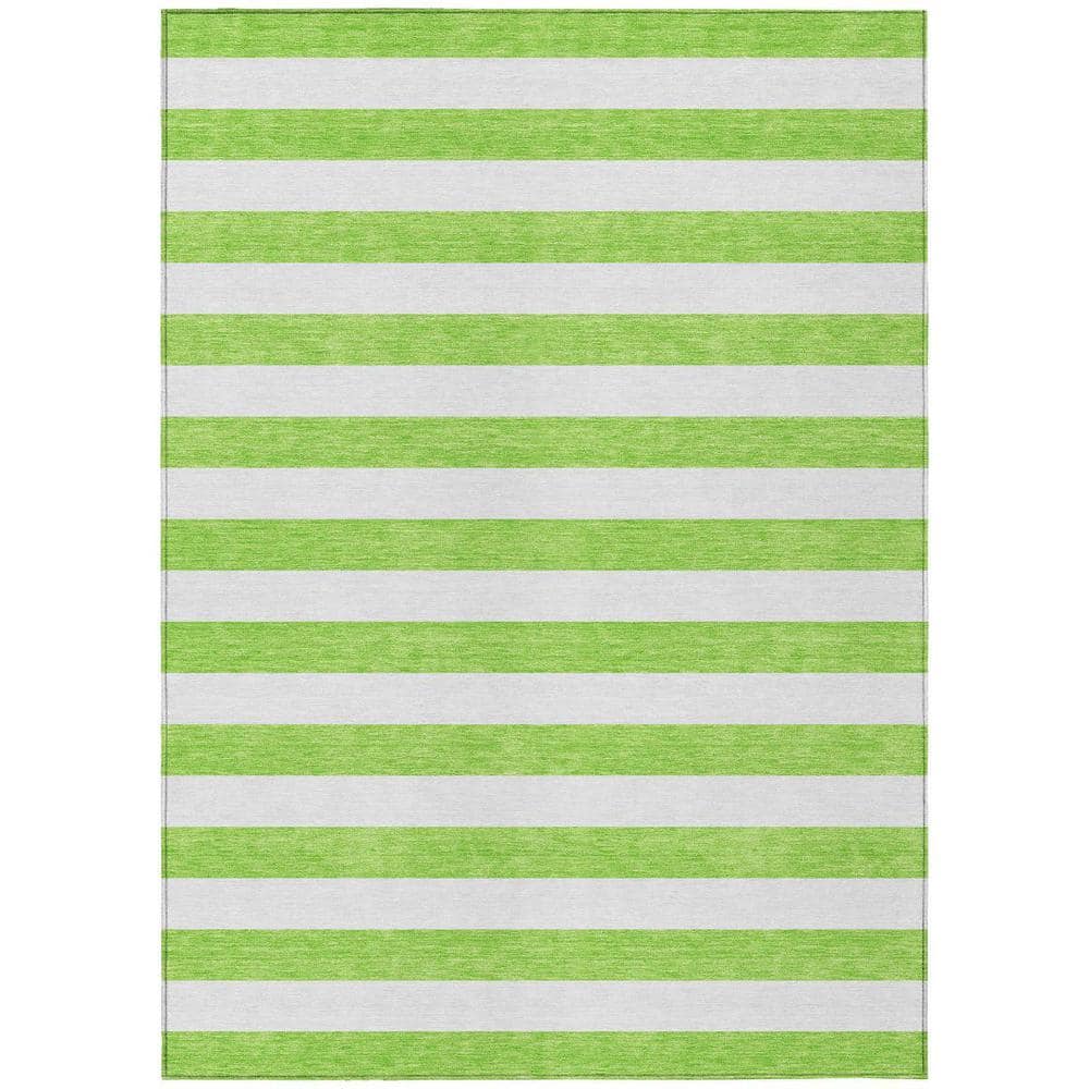 Green and White 5 ft. x 8 ft. Woven Striped Polyester Rectangle Indoor/Outdoor Area Rug price history on PriceWatchPro