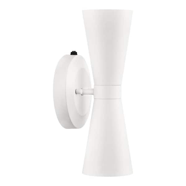 Home Decorators Collection Albert 12.75 in. White Damp-Rated Coach Outdoor Wall Lamp with Dusk to Dawn Photo Cell
