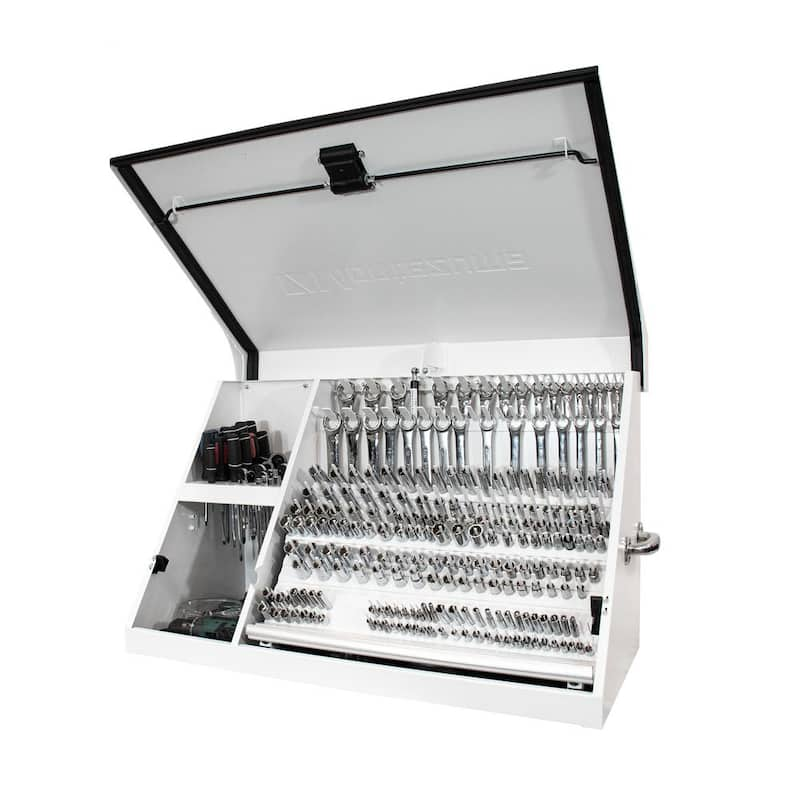 37 in. W x 18 in. D Portable White Triangle Top Tool Chest for Sockets, Wrenches and Screwdrivers