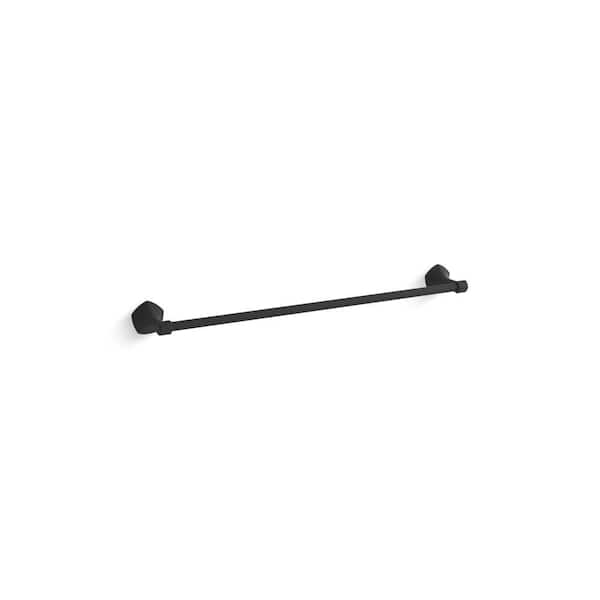 KOHLER Occasion 24 in. Wall Mounted Single Towel Bar in Matte Black with Moderne Brass