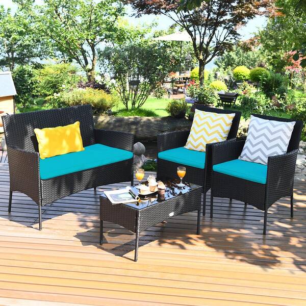 costway patio rattan conversation set