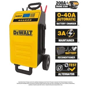 Professional Rolling 40 Amp Battery Charger, 3 Amp Maintainer with 200 Amp Engine Start