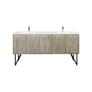 Lancy 72 in W x 20 in D Rustic Acacia Double Bath Vanity, White Quartz Top and Brushed Nickel Faucet Set