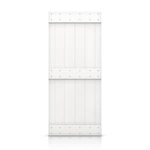 24 in. x 84 in. Mid-Bar Series White DIY Knotty Pine Wood Interior Sliding Barn Door