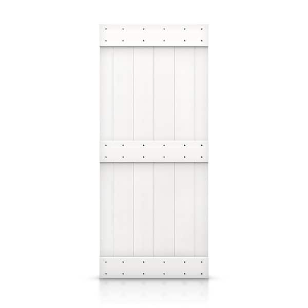 CALHOME 30 in. x 84 in. Mid-Bar Series White DIY Knotty Pine Wood Interior Sliding Barn Door