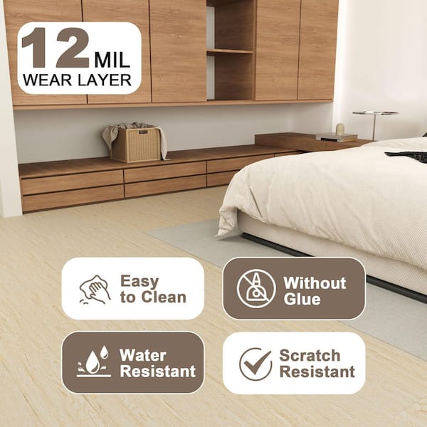 Jeedeson 12 MIL 6in. X 36in. 1.8mm Light Wood Peel and Stick Vinyl