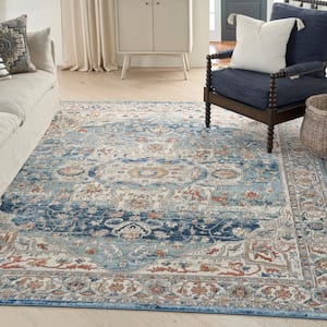 Concerto Ivory/Blue 7 ft. x 10 ft. Persian Medallion Traditional Area Rug
