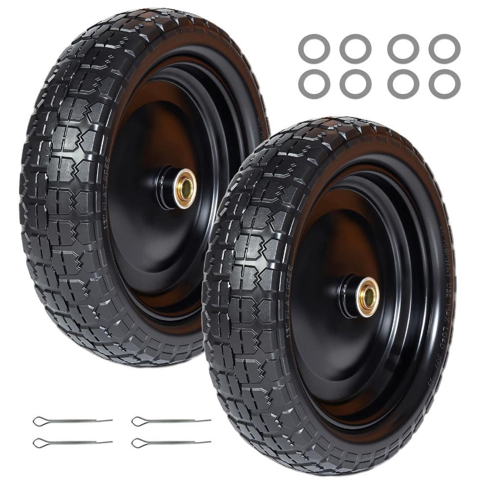 NEW 13 in. Black Solid Rubber Flat Free Tire 4.00-6 w/5/8 in. Bearings ...