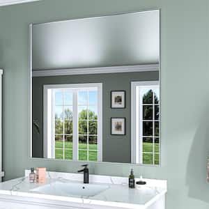 48 in. W x 36 in. H Silver Aluminum Rectangle Framed Tempered Glass Wall-Mounted Bathroom Mirror
