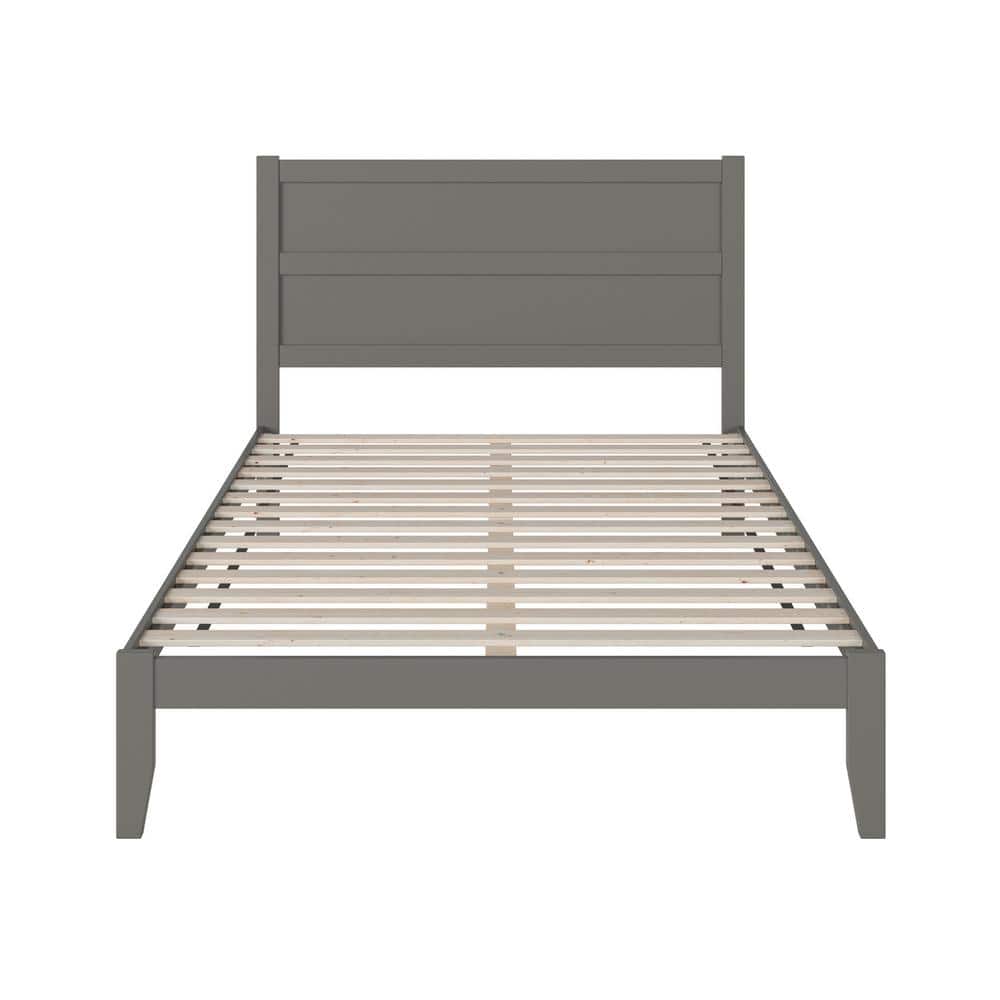 Noho Gray Queen Upholstered Wood Platform Bed with Headboard and Slats