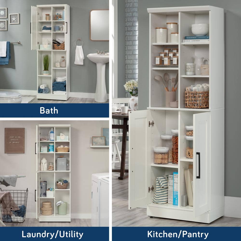Soft White Adjustable Shelves 2-Door Storage Cabinet