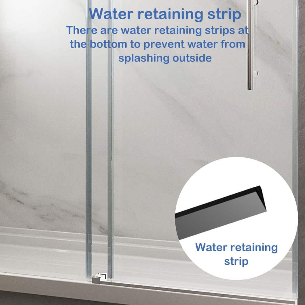 Brushed Nickel Frameless Sliding Shower Door with Clear Tempered Glass