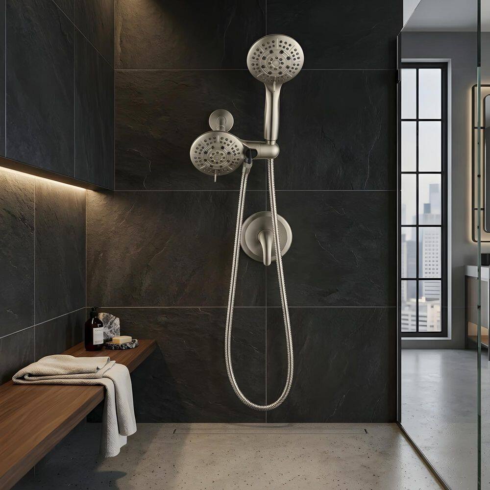 6-Spray 4.5 in.Shower System Set with Rain Shower Head and Handheld Shower in Brushed Nickel price history on PriceWatchPro