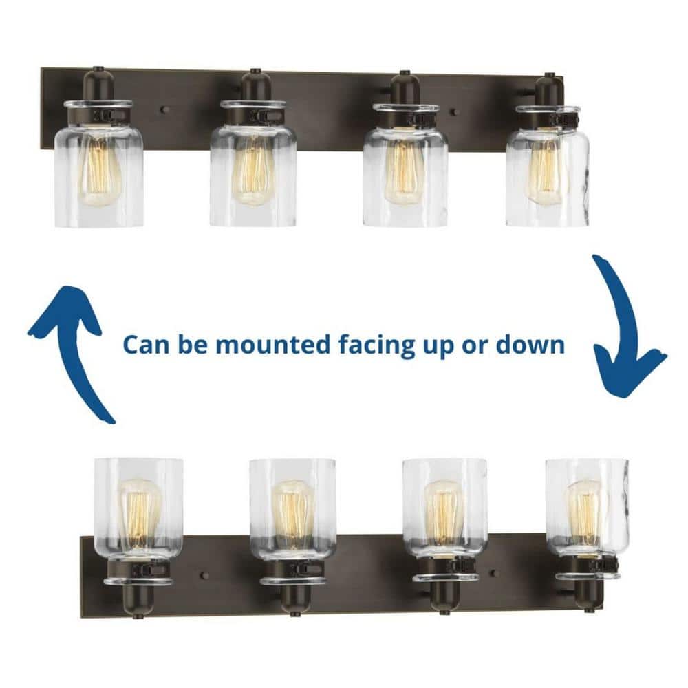Calhoun Antique Bronze 4-Light Apothecary Glass Bath Vanity Fixture