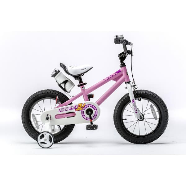 Royalbaby 16 in. Wheels Freestyle BMX Kid's Bike, Boy's Bikes and Girl's Bikes with Training Wheels in Pink