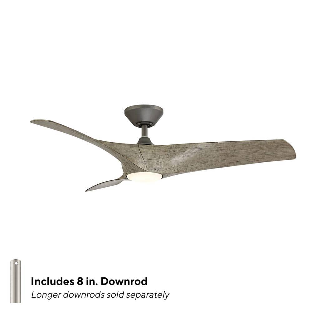 Zephyr 52" Graphite and Weathered Wood Smart Ceiling Fan with LED Light and Remote