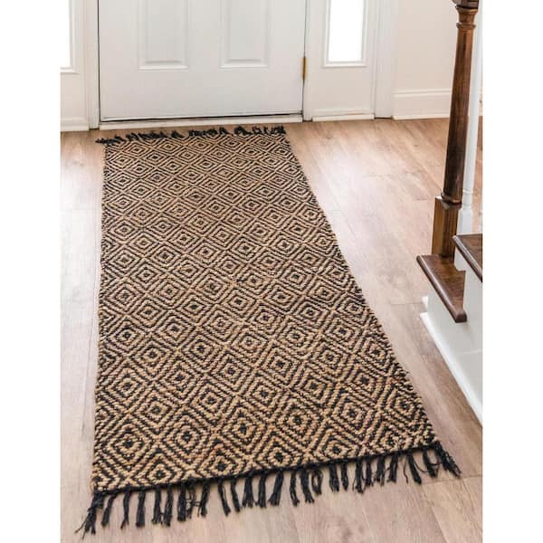 Chunky Jute Assam Black 2' 2 x 8' 0 Area Rug