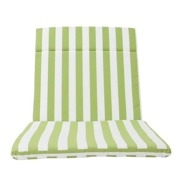 green and white striped chaise lounge cushions