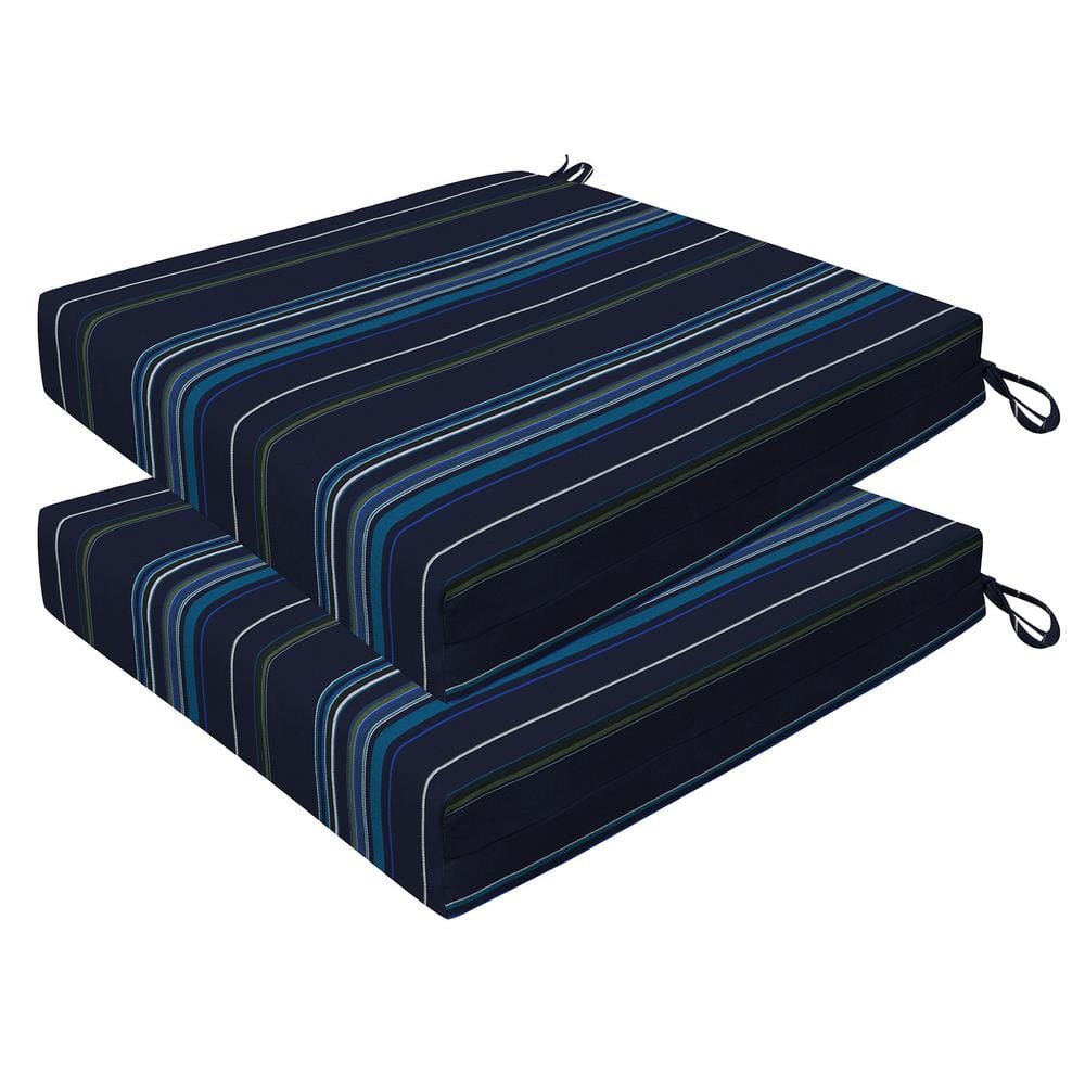 Outdoor 20 in. Square Dining Seat Cushion Sunbrella Stanton Lagoon (Set of 