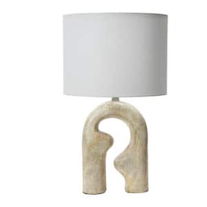 24 in. Natural Indoor Cream Table Lamp with Linen Drum Shade