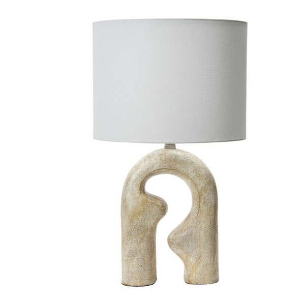 Storied Home 24 in. Natural Indoor Cream Table Lamp with Linen Drum Shade
