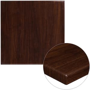 30 in. Square High-Gloss Walnut Resin Table Top with 2 in. Thick Drop-Lip