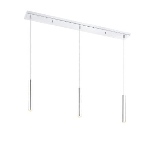 Unbranded Forest 5 W 3 Light Chrome Integrated LED Shaded Chandelier with Chrome Steel Shade