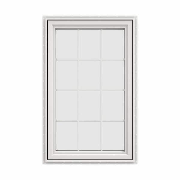 JELD-WEN 35.5 in. x 47.5 in. V-4500 Series White Vinyl Right-Handed Casement Window with Colonial Grids/Grilles