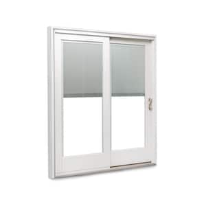 71-1/4 in. x 79-1/2 in. 400 Series White Right-Hand Frenchwood Gliding Patio Door with Pine Int, Blinds & White Hardware