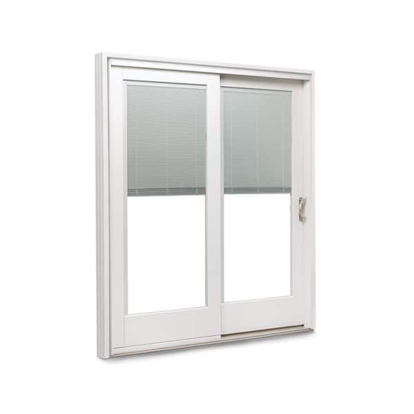 71-1/4 in. x 79-1/2 in. 400 Series White Right-Hand Frenchwood Gliding Patio Door with White Int, Blinds & ORB Hardware