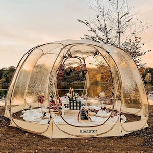 15 ft. x 15 ft. Beige Instant Pop Up Bubble Tent Screen House, Weatherproof Cold Protection 360 View Camping Tent
