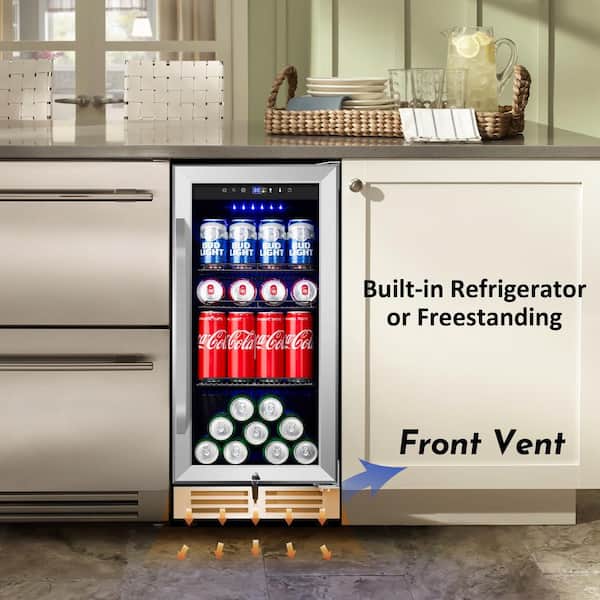 BODEGA Beverage Cooler 15 Inch, Built-in and Freestanding Beverage  Refrigerator 100 Cans, Stainless Steel Under Counter Beverage Fridge  Perfect for Soda, Water, Beer