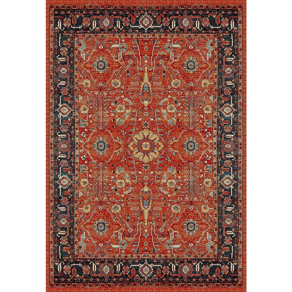 SAFAVIEH Vintage Hamadan Orange/Navy 7 ft. x 9 ft. Border Area