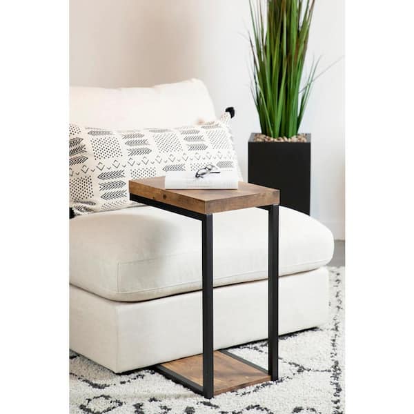 11.5in Antique Nutmeg and Black Rectangle Wood Snack Table