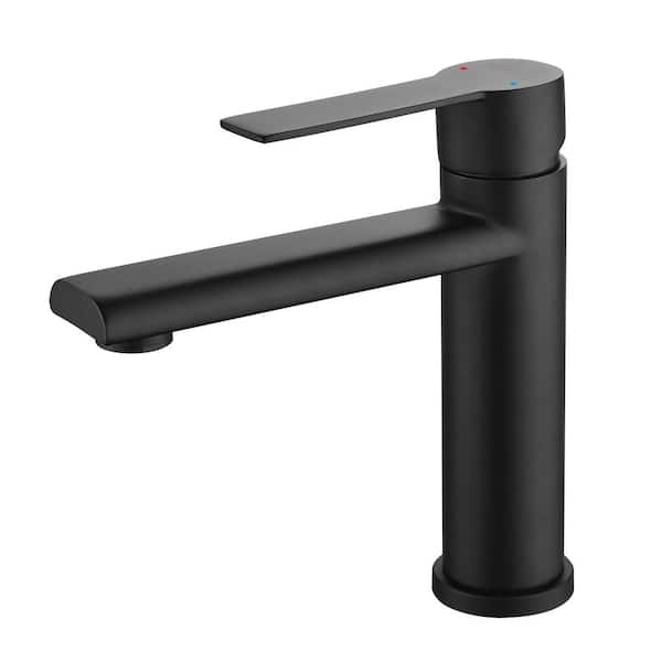 PERLIRIA INC Single Handle Bathroom Faucet, Single Hole Bathroom Sink Faucet with Handle in Matte Black