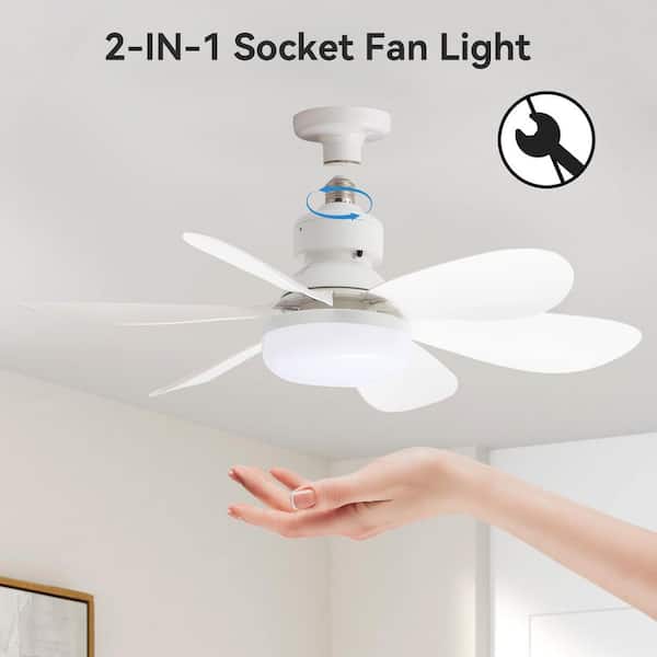 CACI Mall 20 in. Indoor White Standard Socket Ceiling Fan with LED