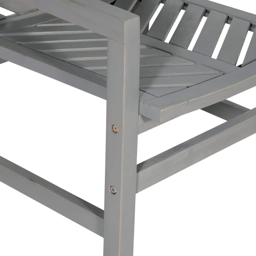 Traditional Acacia Wood Chevron Outdoor Chair Set in Gray