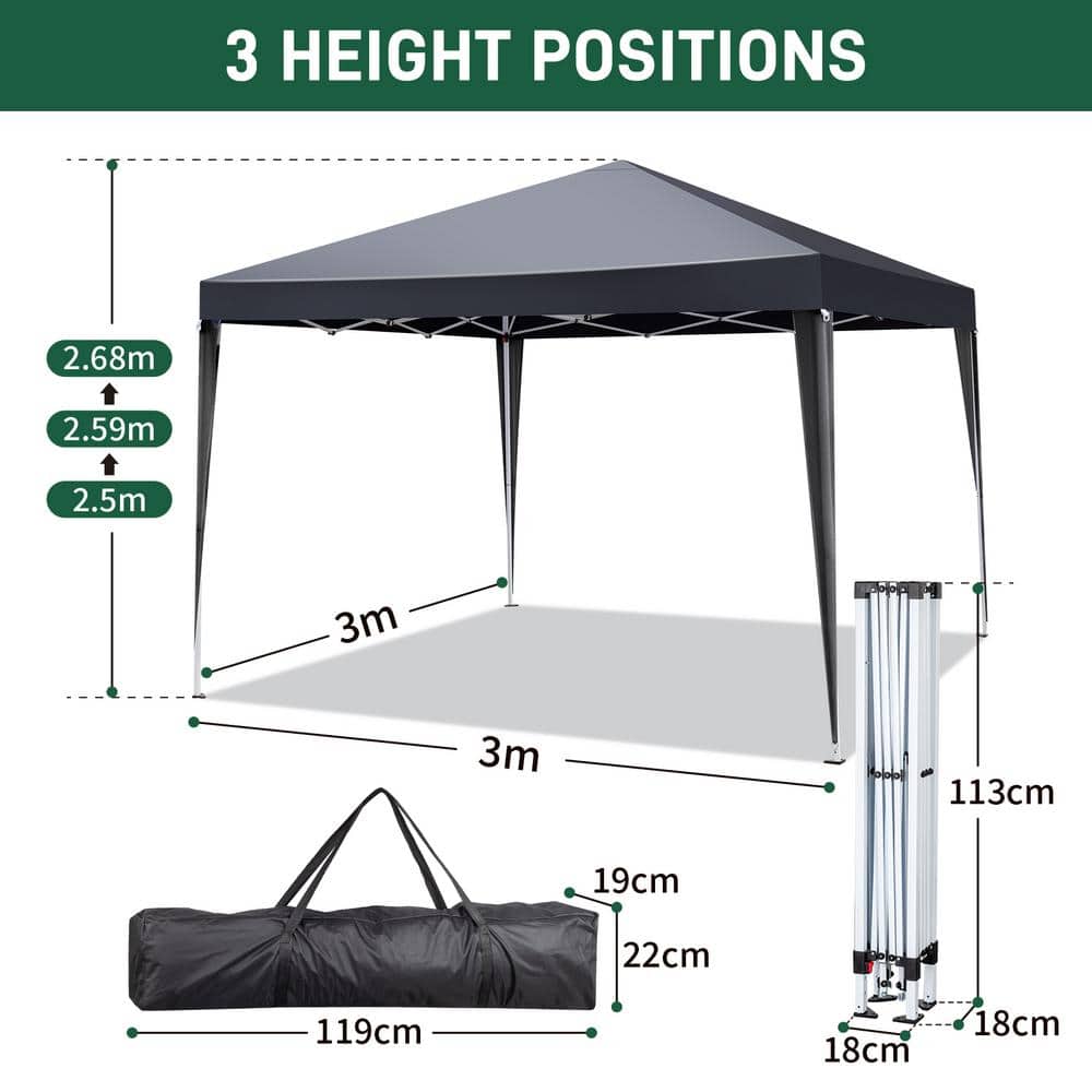 10x10ft Dark Gray Outdoor Canopy Tent with Carrying Bag