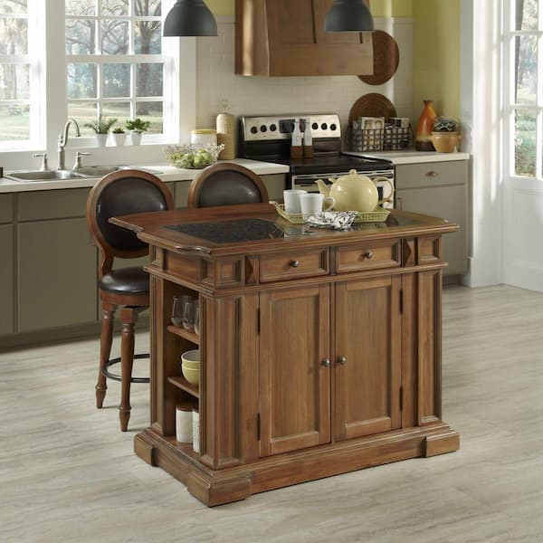 Home Styles Americana Vintage Kitchen Island With Seating