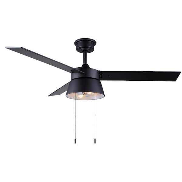 CANARM Kade 48 in. Indoor Standard Matte Black Ceiling Fan with Vintage LED Bulbs Included