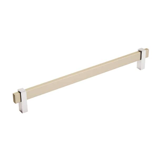 Mulino 10-1/16 in. (256mm) Modern Silver Champagne/Polished Chrome Bar Cabinet Pull