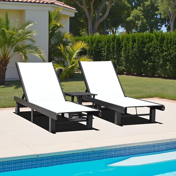 Venice HDPE Chaise Lounge Conversation Set, Black (3-Piece)