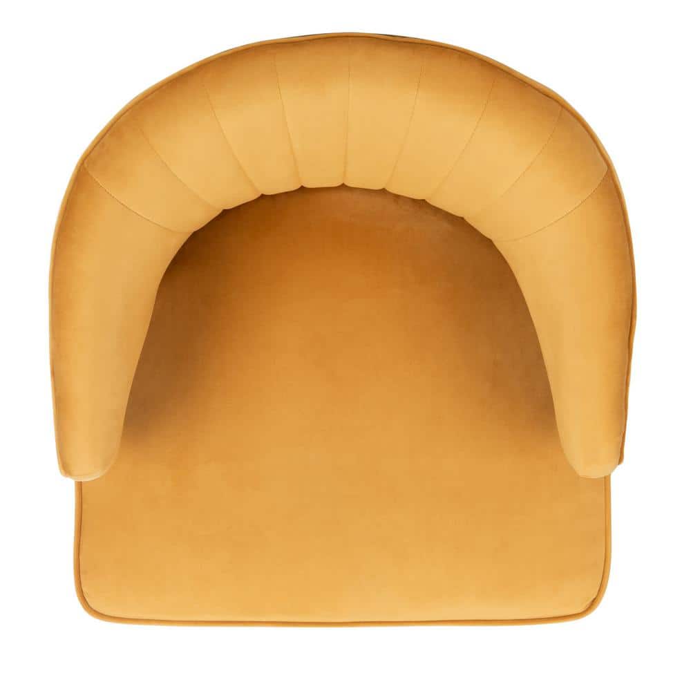 Stazia Marigold Velvet Wingback Armless Accent Chair with Gold Caps