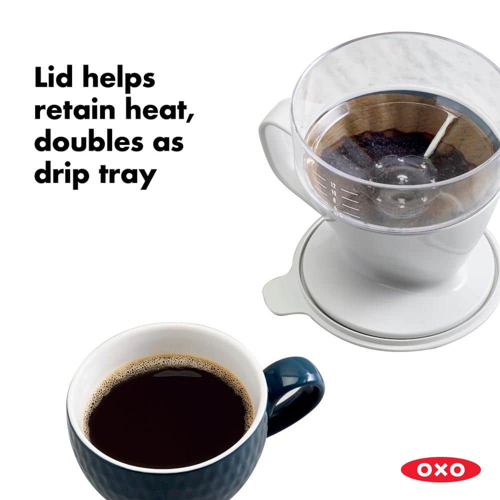 White 12 oz Single Serve Pour-Over Coffee Maker