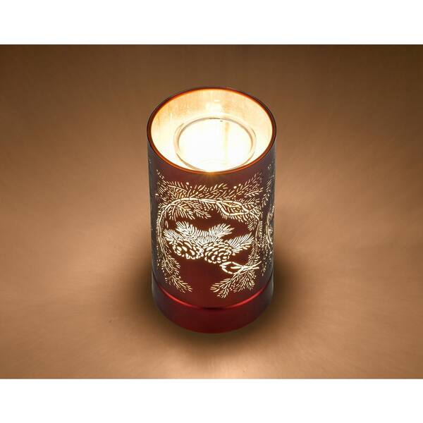 PETERSON ARTWARES Copper Pinecones 7 in. Touch Lamp, Essential Oil