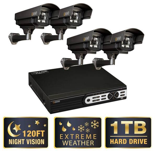 Q-SEE Elite Series 8 CH Full D1 1TB Surveillance System with 4 650 TVL Indoor/Outdoor Extreme Weather Cameras-DISCONTINUED