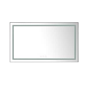 84 in. W x 48 in. H Large Rectangular Framed Dimmable LED Light Anti-Fog Wall Bathroom Vanity Mirror in Black
