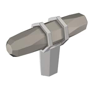 London 2-1/2 in. (64 mm) L Satin Nickel/Polished Chrome T-Shaped Cabinet Knob