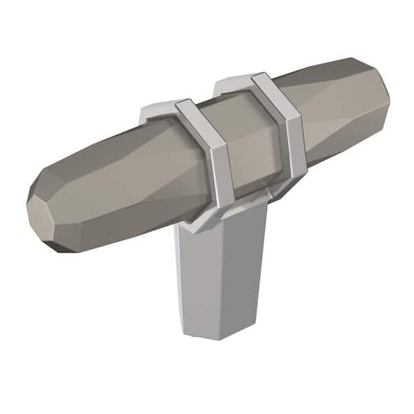 Amerock London 2-1/2 in. (64mm) Modern Satin Nickel/Polished Chrome Bar Cabinet Knob