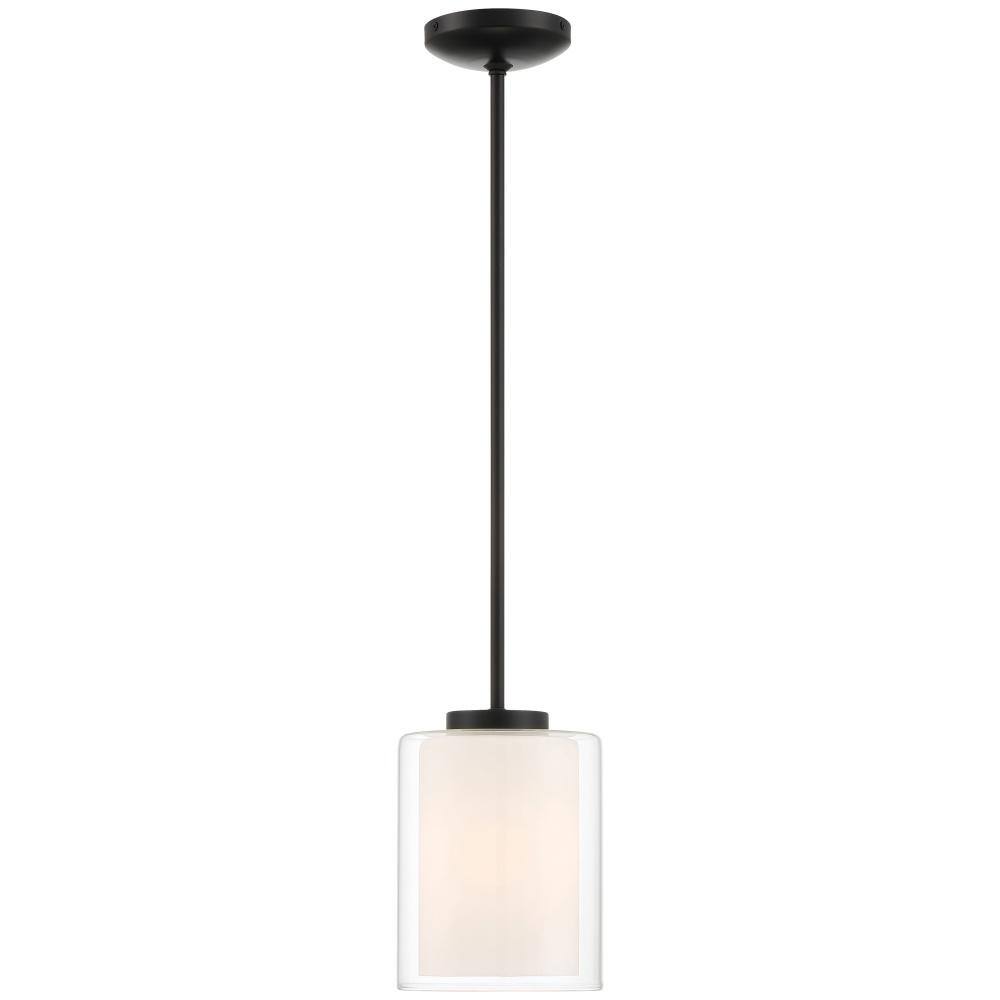 Seville 8.5" Matte Black Globe Pendant with Opal Diffuser